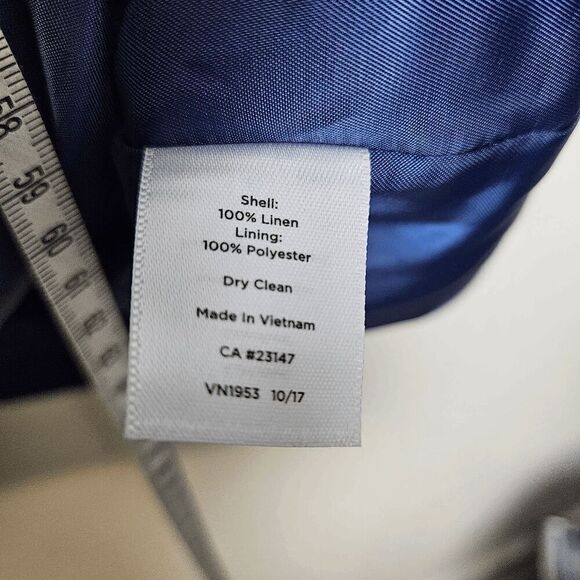 Talbots 100% Linen Peplum Blazer Suit Jacket Women's Blue Size 14W Petite - Picture 2 of 4